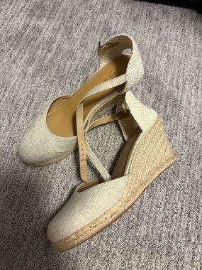 J. Crew Women's Beige Espadrille Wedge Sandals Size 8
